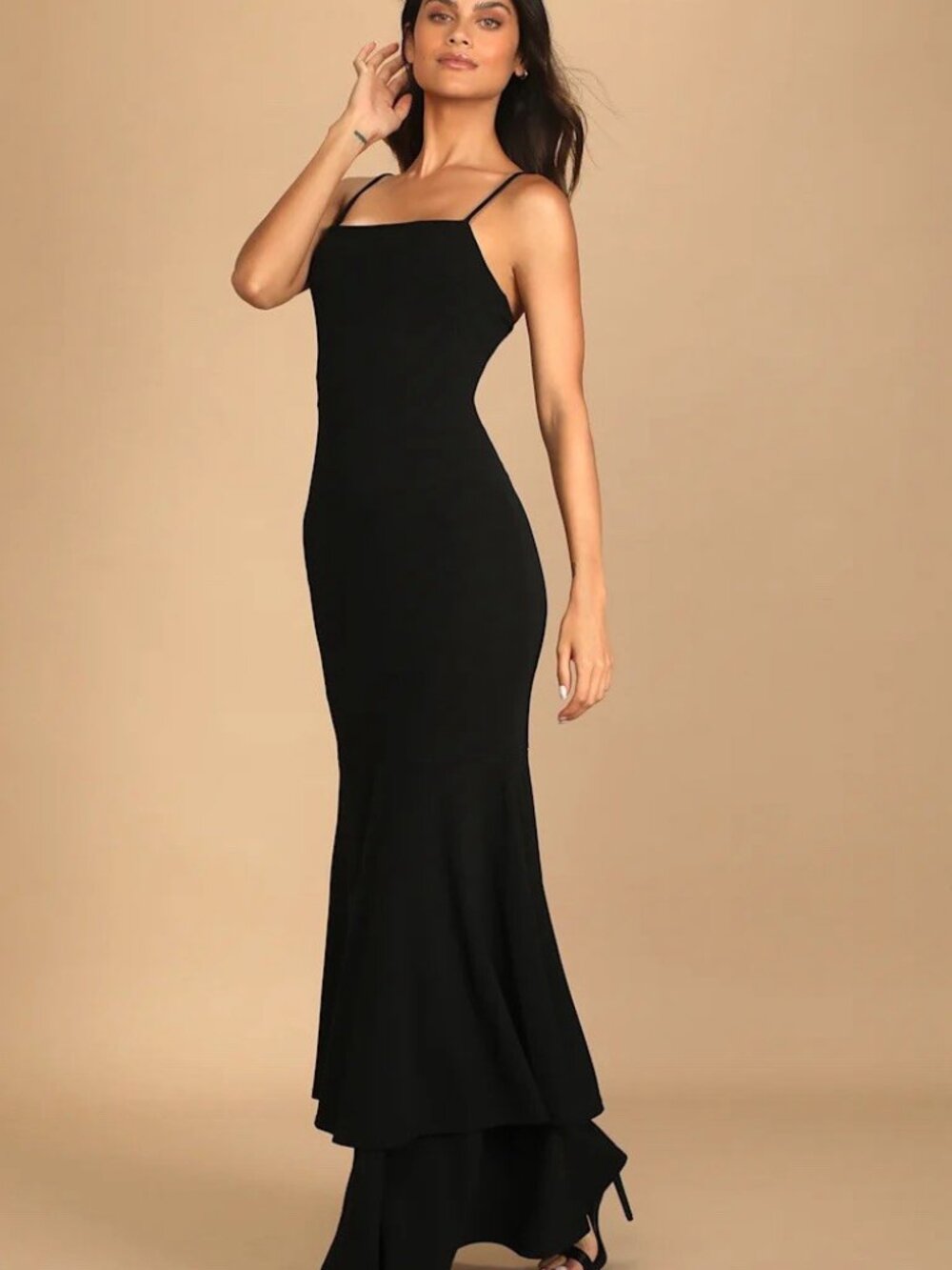 Lulus Tier & There Size XS Black tiered trumpet maxi Dress Gown Formal Prom NWT